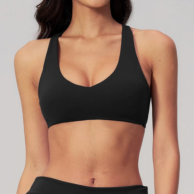 SPARK Women's Wide Halter Straps Cross Back Yoga Workout Bra ZC5558