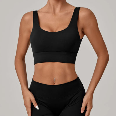 SPARK Women's Wide Hem High Support Open Back Yoga Bra QS25010