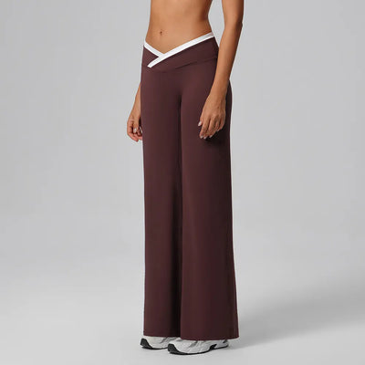 SPARK Contrast Color Crossover Waist Yoga Flare Pants CT2190