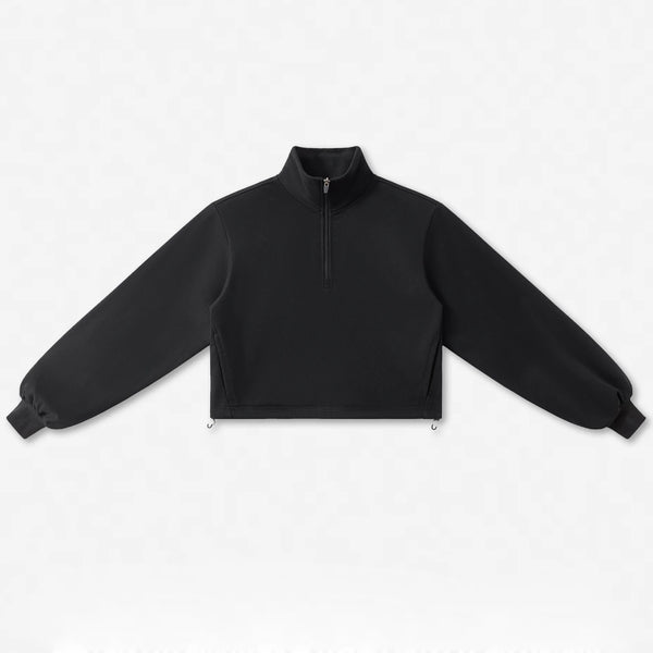 SPARK Women's Adjustable Hem Half-zip Cropped Athletic Sweatshirt PL6318