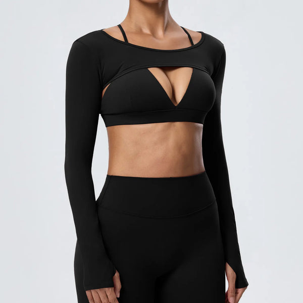 SPARK Women's Naked-Feel Brushed Long Sleeve Yoga Cover-Up Top YEL62538