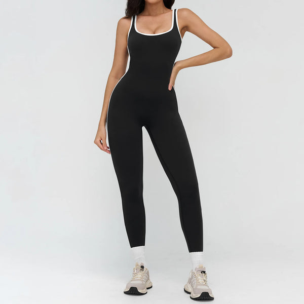 SPARK Naked Feel Yoga Bodysuit with Contrast Square Neck ZC9528