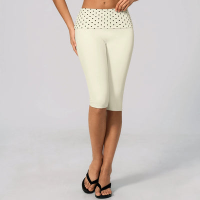 SPARK New Brushed Retro Polka Dot Fold-Over Yoga Capri ZC4549