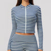 SPARK Women's New Slim-Fit Cropped Striped Fitness Jacket ZC4556