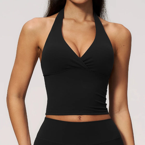 SPARK Women's Halter Deep V-neck Yoga Tank Top ZC4208