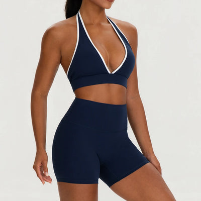 SPARK Sexy Backless Workout Set for Women YEL62718+62419
