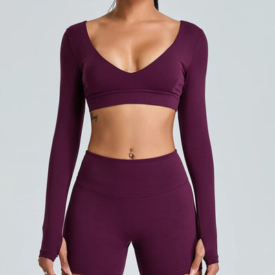 SPARK Women's Sexy V Neck Yoga Fitness Crop Top YJ0217