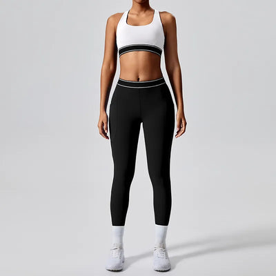 SPARK Contrast Color Two Piece Fitness Set JK235