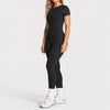 SPARK Women's Seamless Short Sleeve Open Back Yoga Jumpsuit RXW3003