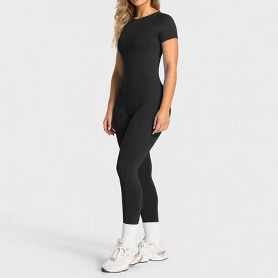 SPARK Women's Seamless Short Sleeve Open Back Yoga Jumpsuit RXW3003
