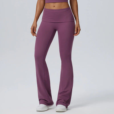 SPARK Women's Fold-over Yoga Flared Pants YEL62327