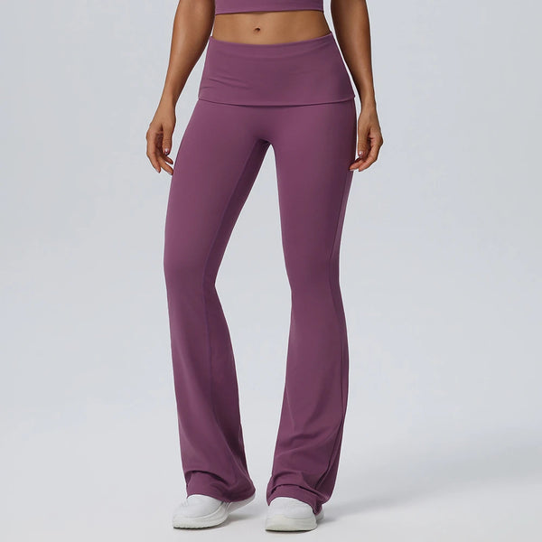 SPARK Women's Fold-over Yoga Flared Pants YEL62327