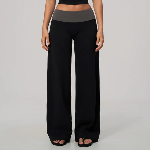 SPARK Women's Contrast Color High Waist Wide Leg Pant ZC9639