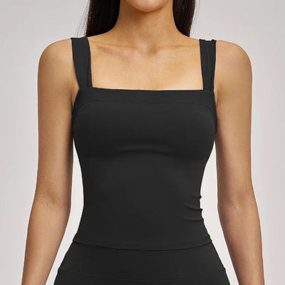 SPARK Women's Square Neck Yoga Top with Built-In Bra ZC4520
