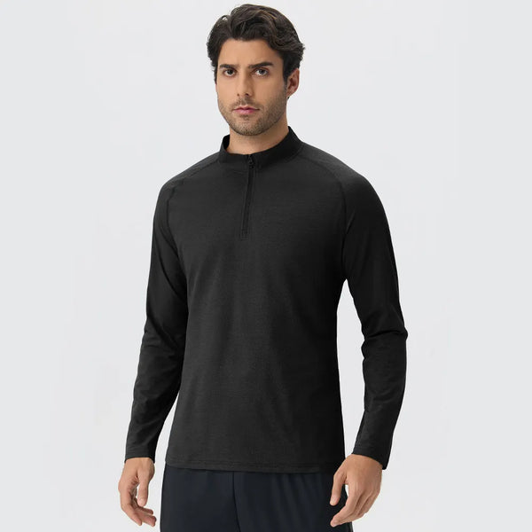 SPARK Men's Half-zip Cotton-Linen Feel Casual Workout & Running Top 61530YEL
