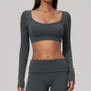 SPARK Women's U-Neck Long-Sleeve Crop Yoga Top ZC9599