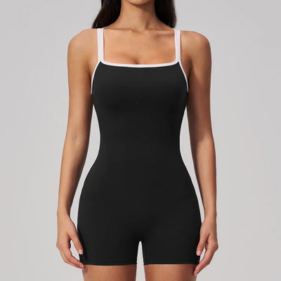 SPARK Women's Square Neck Backless Yoga Fitness Bodysuit ZC2134-2