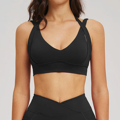 SPARK Women's Halter Neck Double Shoulder Straps Yoga Bra ZC2539