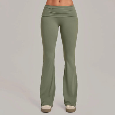 SPARK Women’s Fold-Over Waist Butt-Lifting Yoga Flare Pants TF2257