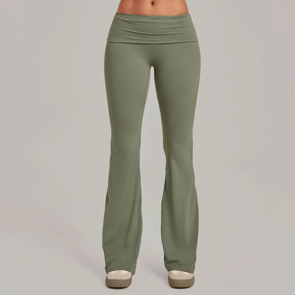 SPARK Women’s Fold-Over Waist Butt-Lifting Yoga Flare Pants TF2257