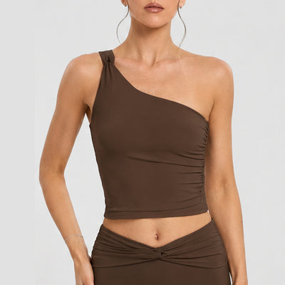 SPARK One-shoulder Twisted Yoga Tank Top for Women FNK26071
