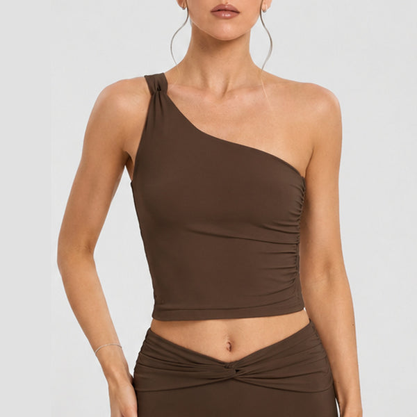 SPARK One-shoulder Twisted Yoga Tank Top for Women FNK26071
