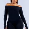 SPARK Seamless Off-the-Shoulder Long Sleeve Yoga Top | High-Stretch Workout Shirt OD6482