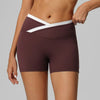 SPARK Contrast Color Crossover Waist Yoga Shorts CT2190