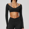 Spark Women's 2-in-1 Halter Long Sleeve Yoga Crop Top ZC2588