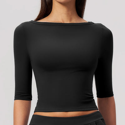 SPARK Women's Fitted Boat Neck Workout Shirt ZC8793
