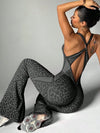 SPARK Leopard Print Criss-cross Back Seamless Yoga Jumpsuit ZJ315