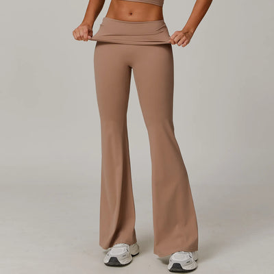 SPARK Recycled Folded Waist Yoga Flared Pants ZC8998