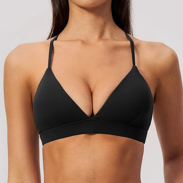 SPARK Women's Brushed V-Neck Cross-Back Yoga Bra ZC8793