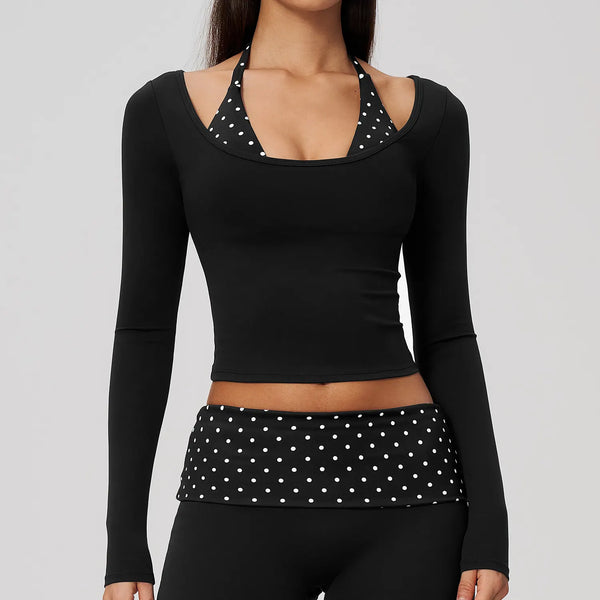 SPARK Women’s Color Block Stripe Yoga Long Sleeve Top ZC4549
