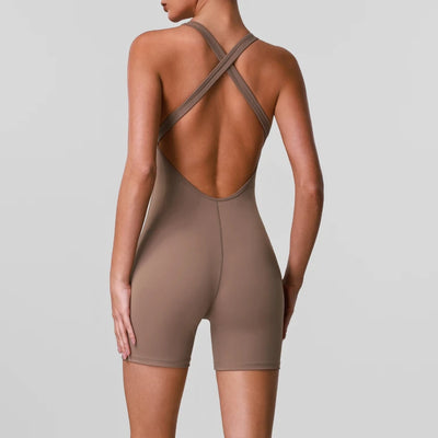 SPARKWomen’s Cross-back V Neck Yoga Bodysuit YG2605