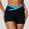 SPARK New Color-Block Cross Waist Yoga Athletic Shorts ZC2578