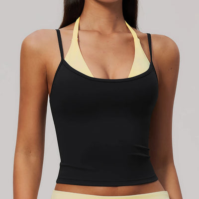 SPARK Women’s Color Block Halter Cami Yoga Tank Top ZC2585