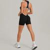 SPARK Color-Block Half Zipper Backless Yoga Short Jumpsuit TF2601