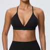 SPARK Women's Deep V Neck Crossover Yoga Sports Bra YEL52736