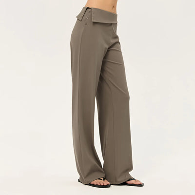 SPARK Women's Irregular Button Waist Wide Leg Pants DS126128