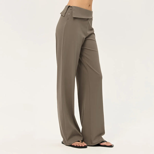 SPARK Women's Irregular Button Waist Wide Leg Pants DS126128