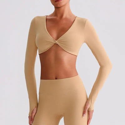 SPARK Twist Deep V Workout Cropped Top LQ8019