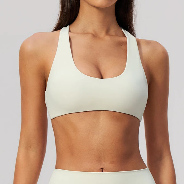 SPARK Women's Wide Halter Straps Cross Back Yoga Workout Bra ZC5558