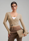 SPARK Chic Long Sleeve Wrap Tie Yoga Top RQ7418
