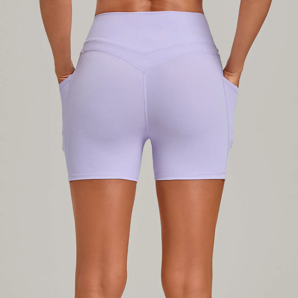 SPARK Women's Tummy Control High-Waisted Yoga Shorts with Pockets TF2116