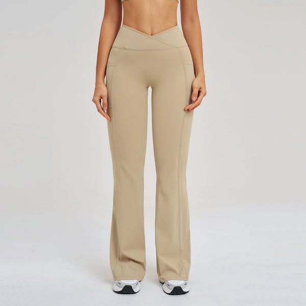 SPARK Cross High Waist Flared Pants for Women ZC2030