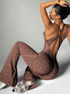 SPARK Leopard Print Criss-cross Back Seamless Yoga Jumpsuit ZJ315