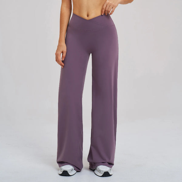 SPARK Women's Crossover Waist Wide Leg Yoga Pants ZC5544