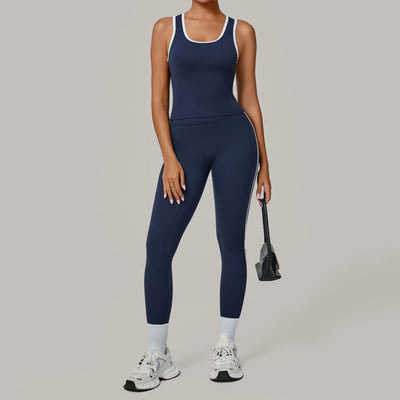 SPARK Color Block Naked-feel Fit Yoga Fitness Two-piece Set TF7709