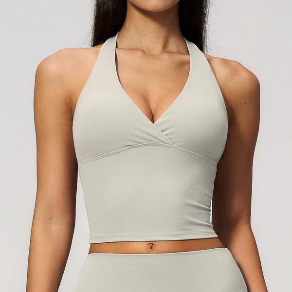 SPARK Women's Halter Deep V-neck Yoga Tank Top ZC4208